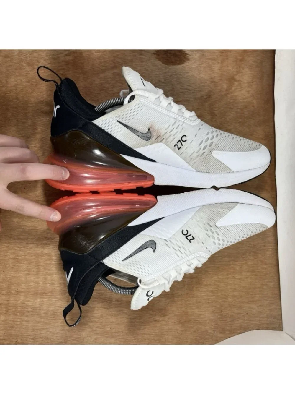 Nike Air Max 270 White Hot Punch Red Black Shoes Men's Size 11 FD0283-100